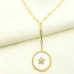 Load image into Gallery viewer, NFC71047MOP. 14K Solid Gold Paperclip Necklace with Mother of Pearl Charm