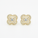 Load image into Gallery viewer, EFI51229. 14k Solid Yellow Gold Diamond Flower Studs