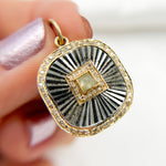 Load image into Gallery viewer, KSG67. 14k Solid Gold and Sterling Silver Black Rhodium Diamond Charm