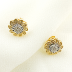 Load image into Gallery viewer, EFB51035. 14K Solid Gold and Diamonds Flower Earrings