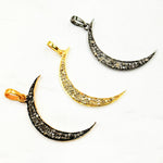 Load image into Gallery viewer, DP1004. Diamond Sterling Silver Moon Pendant