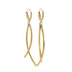Load image into Gallery viewer, Solid Gold Smooth and Textured Tube Hollow Dangle Leverback Earrings