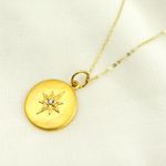 Load image into Gallery viewer, 14K Solid Gold Circle Star Pendant with Diamonds. GDP333