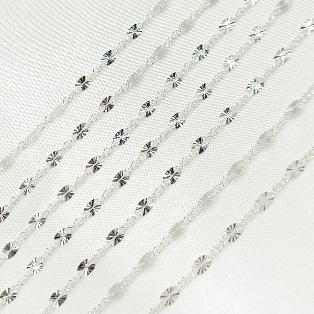 163SBSF1SS. Sterling Silver Diamond Cut Marina Link Chain