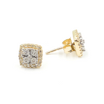 Load image into Gallery viewer, EFE51918. 14K Solid Gold and Diamonds Square Earrings