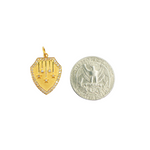 Load image into Gallery viewer, 14K Solid Gold Shield Charm with Diamonds and Stars in the center. GDP161