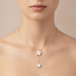 Load image into Gallery viewer, NFH71835PL. 14K Solid Gold Diamond and Mother of Pearl Flower Necklace