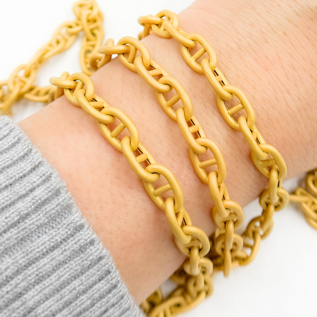 Gold Plated Matt 925 Sterling Silver Gold Plated Marina Chain