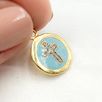 Load image into Gallery viewer, Diamond Sterling Silver Round Cross Enamel Charms