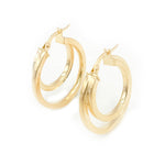 Load image into Gallery viewer, Gold Fancy Hollow Double Hoop Earrings