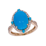Load image into Gallery viewer, CR97320TQ14X10. 18K Solid Gold Diamond & Turquoise Ring