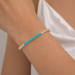 Load image into Gallery viewer, BTM68424TQO2. 14K Solid Yellow Gold Diamond and Turquoise Bangle