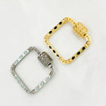 Load image into Gallery viewer, Diamond Sterling Silver Square Carabiner Clasp