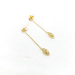 Load image into Gallery viewer, EFE52070. 14K Solid Yellow Gold Diamond Eye Dangle Stud Earring