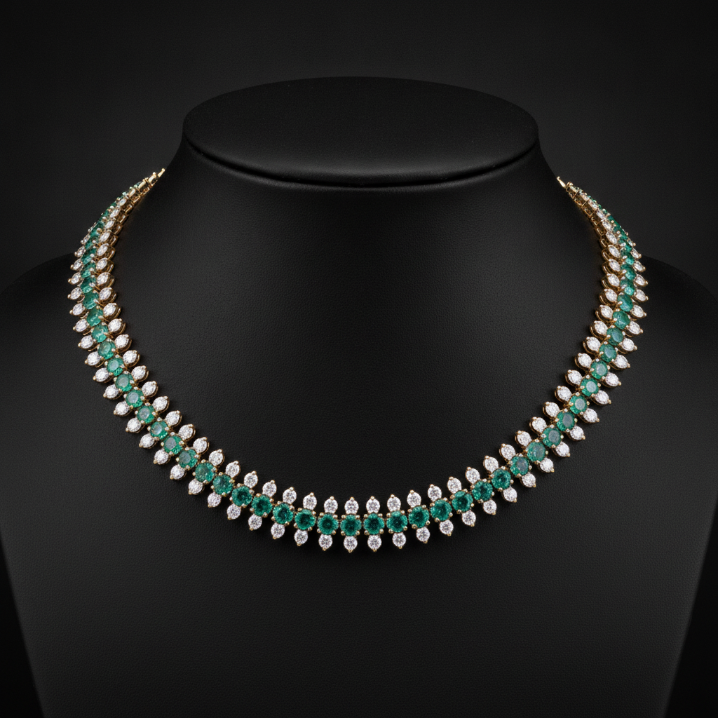NFP72500. 14K Solid Gold Diamond and Gemstone Fancy Necklace