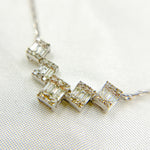 Load image into Gallery viewer, TJ0007. 14K Solid Gold Diamond Five Rectangles Necklace
