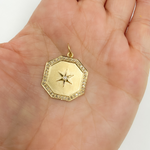 Load image into Gallery viewer, 14K Solid Gold with Diamonds Octagon Shape with Star Charm. GDP20