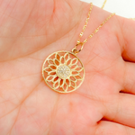 Load image into Gallery viewer, 14K Solid Gold Diamond Flower Charm. GDP290