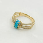 Load image into Gallery viewer, 14K Solid Gold Diamond and Turquoise Band Ring.