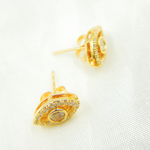 Load image into Gallery viewer, EFC52002WS. 14k Solid Yellow Gold Diamond Eye earrings