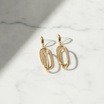 Load image into Gallery viewer, 15850022130. 14K Solid Gold Smooth and Textured Tube Hollow Oval Dangle Leverback Earrings