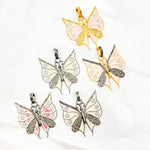 Load image into Gallery viewer, Diamond Sterling Silver Butterfly Enamel Pendant