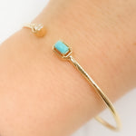 Load image into Gallery viewer, BNA68584TQ. 14K Solid Gold Diamond and Turquoise Open Bangle
