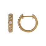 Load image into Gallery viewer, EHD57620. 14K Solid Yellow Gold Diamond Huggie Hoop Earrings