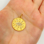 Load image into Gallery viewer, 14K Solid Gold Charm Circle Pendant with Diamonds. GDP219