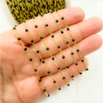 Load image into Gallery viewer, Gold Plated Sterling Silver Enamel Black Color Cable Chains