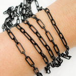 Load image into Gallery viewer, V149BRM. Black Rhodium Matt Sterling Silver Flat Paperclip Long and Short Chain