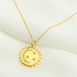 Load image into Gallery viewer, GDP17A. 14K Solid Gold with Diamonds Circle Shape Charm with Moon and Star in the Center