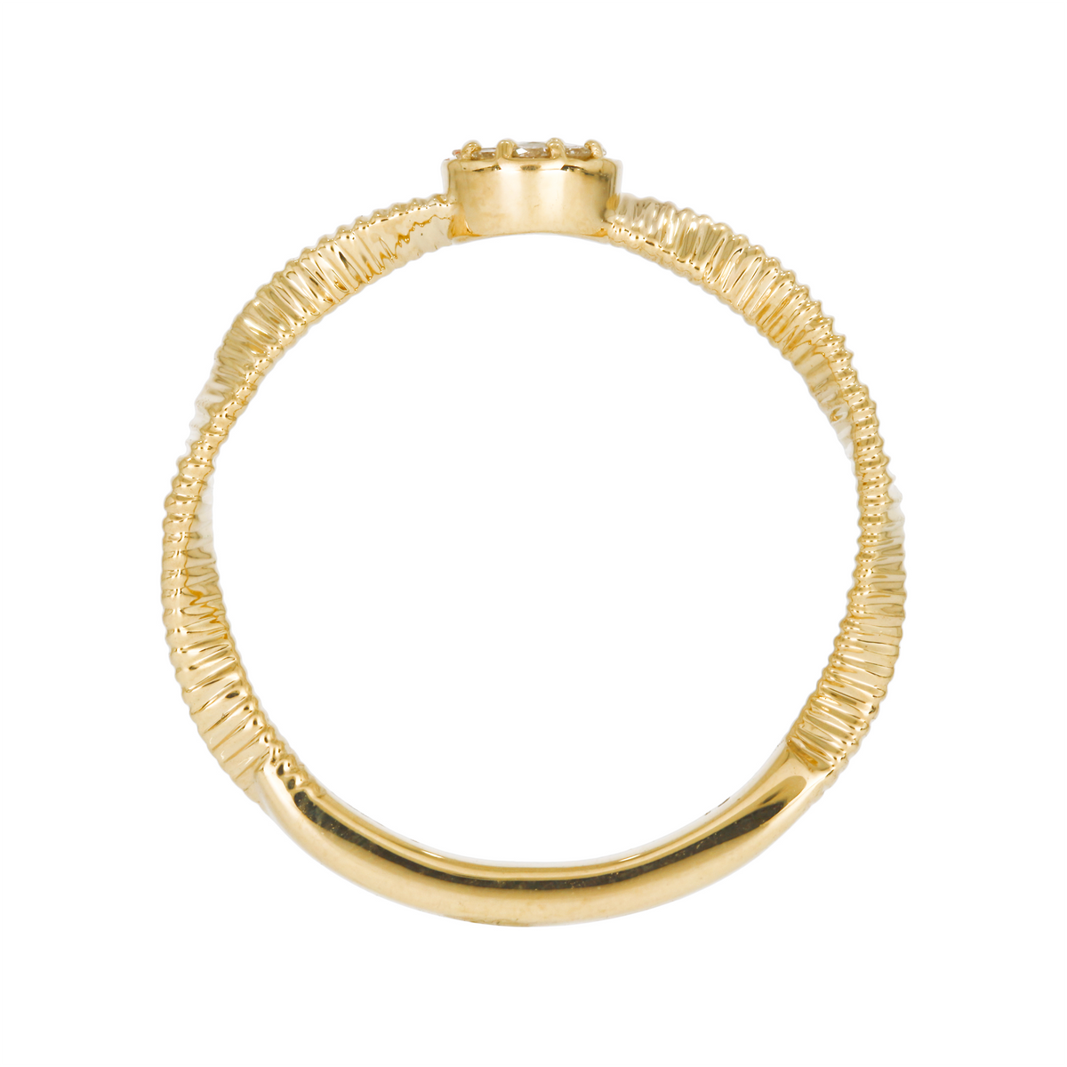 MRN00842. 14K Solid Gold Cut Diamond Wave Ring