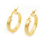 Load image into Gallery viewer, 14K Solid Gold Textured Hollow Hoop Earrings