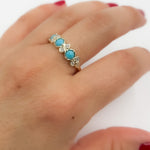 Load image into Gallery viewer, CR97068TQ4. 14K Solid Yellow Gold Diamond and Turquoise Band Ring