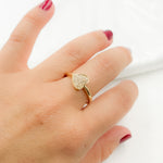 Load image into Gallery viewer, 14K Solid Yellow Gold Diamond Horizontal Heart Ring.