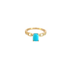 Load image into Gallery viewer, 14k Solid Gold Diamond and Turquoise Chain Ring.