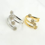 Load image into Gallery viewer, 14k Solid Gold Spiral Diamond Flowers Ring.