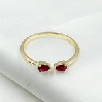 Load image into Gallery viewer, 14K Solid Gold Gemstone 2 Drop Open Ring.