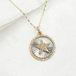 Load image into Gallery viewer, KSG66. 14k Solid Gold and Sterling Silver Black Rhodium Diamond Circle and Star Charm
