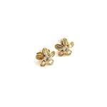 Load image into Gallery viewer, EFE52522. 14k Solid Gold Diamond Flower Studs
