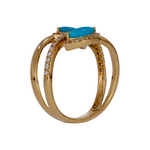 Load image into Gallery viewer, CR97179TQ7X3.5. 14K Solid Gold Diamond and Turquoise Ring