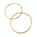 Load image into Gallery viewer, GER157. 14K Solid Gold Hollow Flat Diamond Cut Hoop