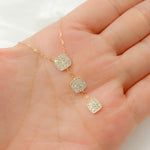 Load image into Gallery viewer, NT400245. 14k Solid Gold Diamond Triple Square Necklace