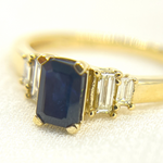 Load image into Gallery viewer, 14K Solid Yellow Gold Diamond and Blue Sapphire Cluster Ring.