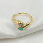 Load image into Gallery viewer, 14k Solid Gold Turquoise and Diamond Drops Ring