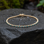 Load image into Gallery viewer, BTF65392TQ. 14k Solid Gold Diamond and Turquoise Beaded Bracelet