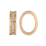Load image into Gallery viewer, 14K Solid Gold Baguette Diamond Oval Ring Charm