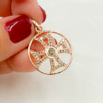 Load image into Gallery viewer, DP457. Diamond Sterling Silver Round Cross Pendant with Polki Diamond