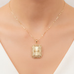 Load image into Gallery viewer, PFH33152. 14K Solid Gold Diamond Rectangle Necklace